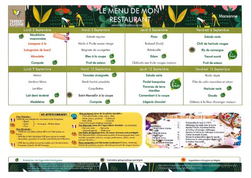 Menu et Changement de prestataire CANTINE